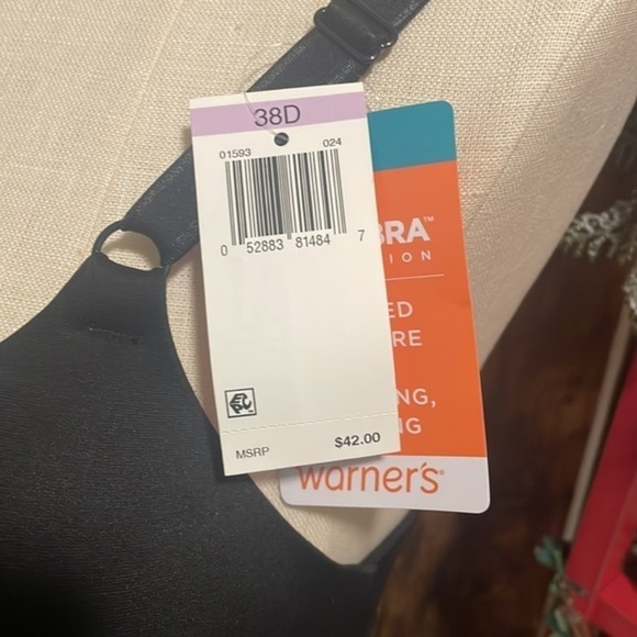 Warner’s bra black cushioned underwire full coverage bra adjustable strap Sz 38D - Picture 5 of 8
